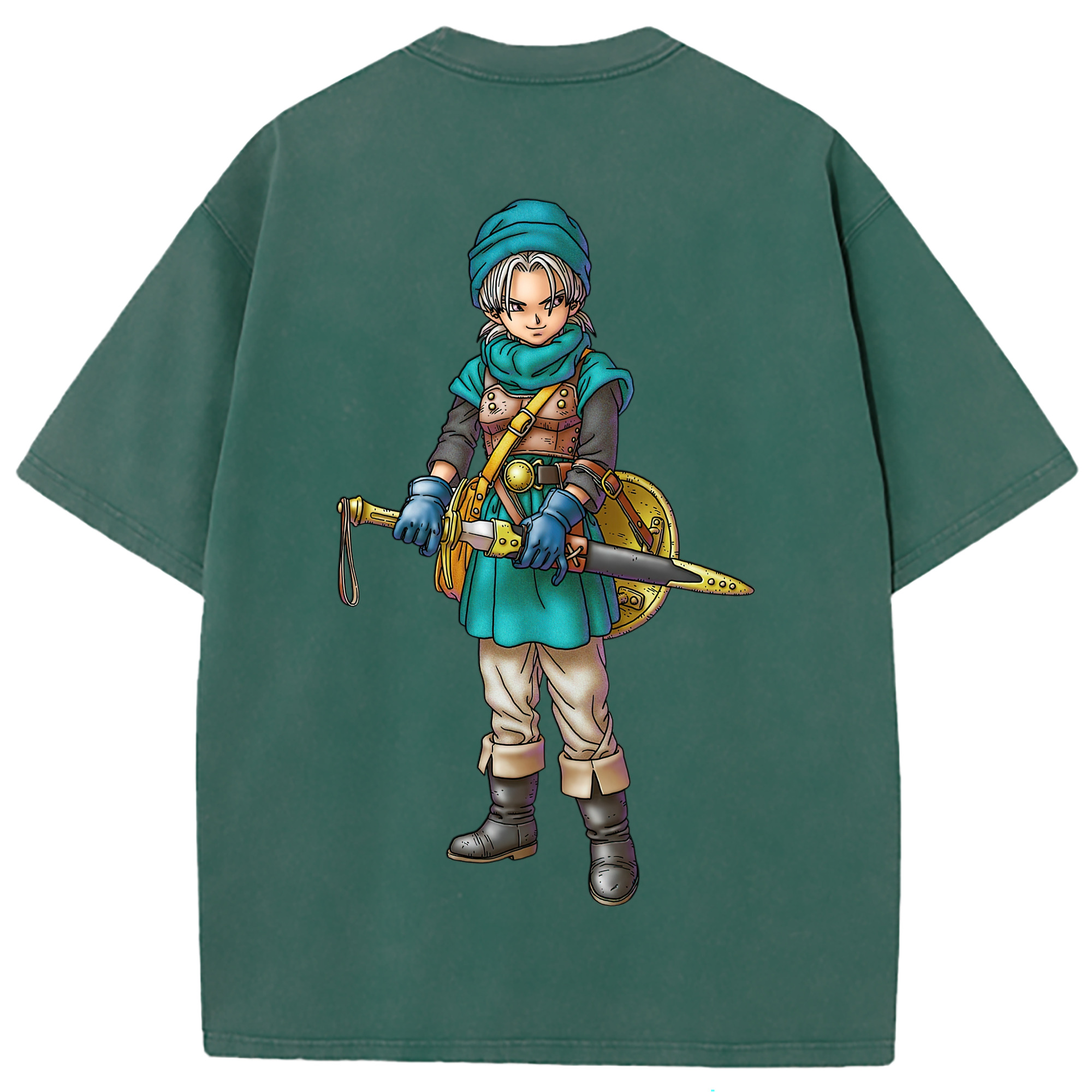 （画像用） ドラゴンクエスト Doragon Kuesuto Dragon Quest 綿100% ヴィンテージ風 半袖Tシャツ（背面プリント）